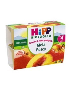 HIPP BIO FRUTTA GRATTUGGIATA MELA PESCA 4X100 G