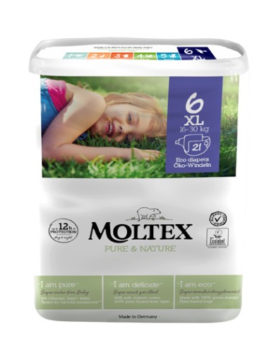 PANNOLINI MOLTEX PURE & NATURE XL 16-30 KG TAGLIA 6 21 PEZZI