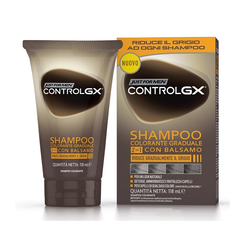 JUST FOR MEN CONTROL GX SHAMPOO COLORANTE GRADUALE 2 IN 1 CON BALSAMO 150 ML