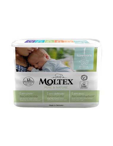 PANNOLINI MOLTEX PURE & NATURE NEW BORN 2-4 KG TAGLIA 1 22 PEZZI