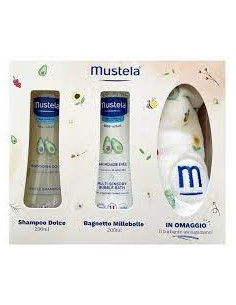 MUSTELA COFANETTO BAGNETTO TURBANTE DETERGENTE DELICATO 200 ML + SHAMPOO DOLCE 200 ML