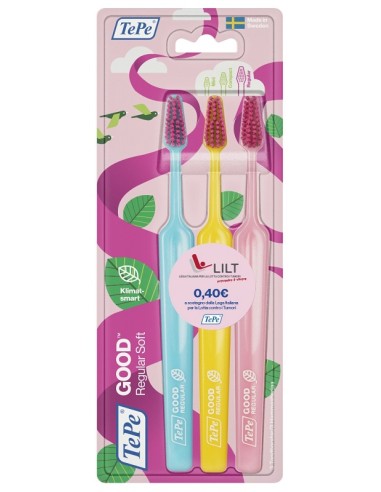 TEPE GOOD REGULAR 3 SPAZZOLINI TOOTHBRUSH EDIZIONE LIMITATA PINK RIBBON