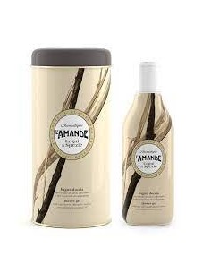 L'AMANDE AROMATIQUE BOITE METALLO CILINDRICA BAGNO DOCCIA LEGNI E SPEZIE 250 ML