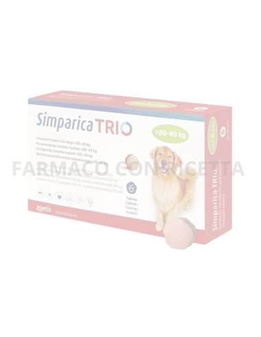 SIMPARICA TRIO 20-40KG 6 COMPRESSE