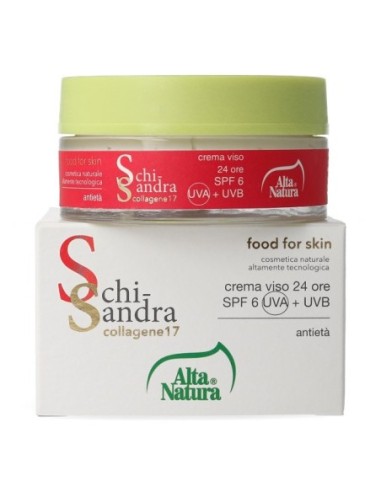 Alta Natura Crema Viso Giorno Schisandra 24H SPF6 50 ml – Idratazione Quotidiana e Protezione Leggera per Pelli Sensibili