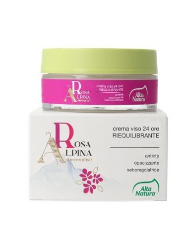 Alta Natura Rosa Alpina Crema Viso 24 Ore Riequilibrante 50 ml – Idratazione e Equilibrio per Pelli Miste e Sensibili