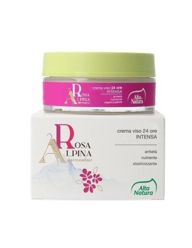Alta Natura Rosa Alpina Crema Viso 24 Ore Intensa 50 ml – Idratazione Profonda e Pelle Luminosissima