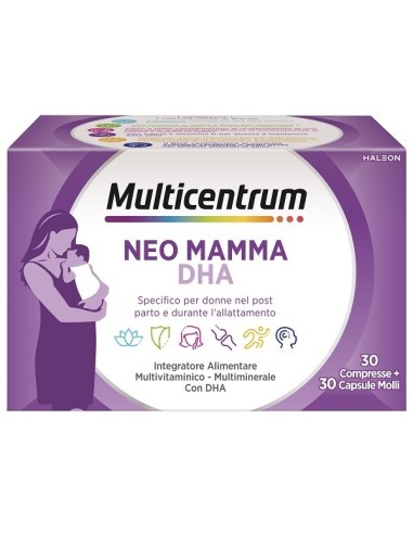 Multicentrum Neo Mamma DHA 30 Compresse + 30 Capsule Molli – Integratore per Donne in Gravidanza e Allattamento