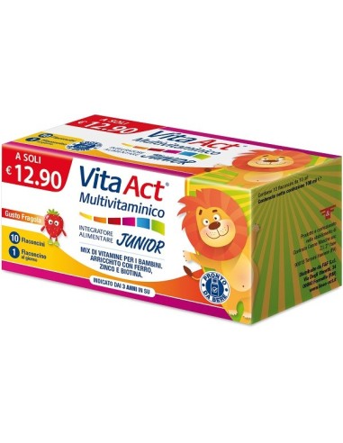 VITA ACT Multivitaminico JUNIOR 10 Fiale - Difese Immunitarie, Ferro, Vitamina D, Vitamine B