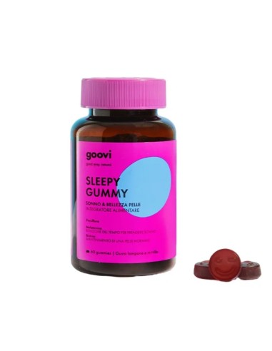 GOOVI Sonno & Bellezza SLEEPY Gummies - 60 Caramelle Gommose - Melatonina, Acido Ialuronico, Biotina