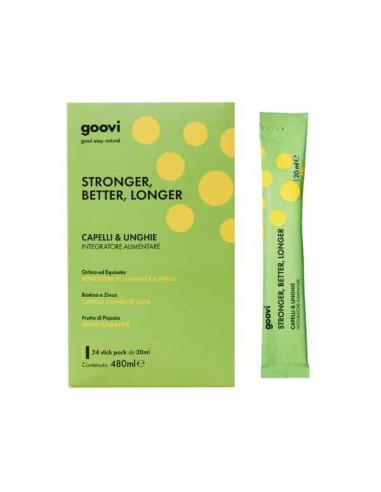 GOOVI Capelli & Unghie Stick Pack - Rinforzante Liquido con Biotina, Zinco, Equiseto - 24 Stick