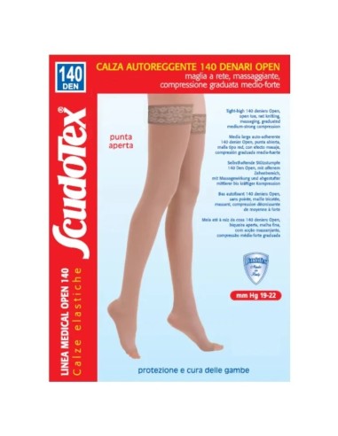 SCUDOTEX AUTOREGGENTE 140 DENARI PUNTA APERTA PIZZO COLORE SKIN TAGLIA 3