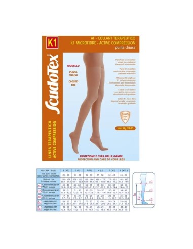 SCUDOTEX COLLANT MICROFIBRA K1 PUNTA CHIUSA COLORE BEIGE TAGLIA 3