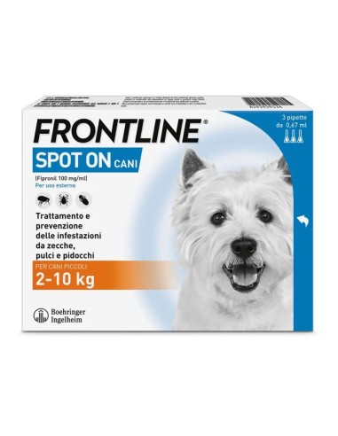 Frontline Spot On Cani (2-10Kg), 3 Pipette Antiparassitarie