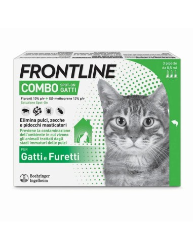 Frontline Combo Gatti e Furetti, 3 Pipette Antiparassitarie