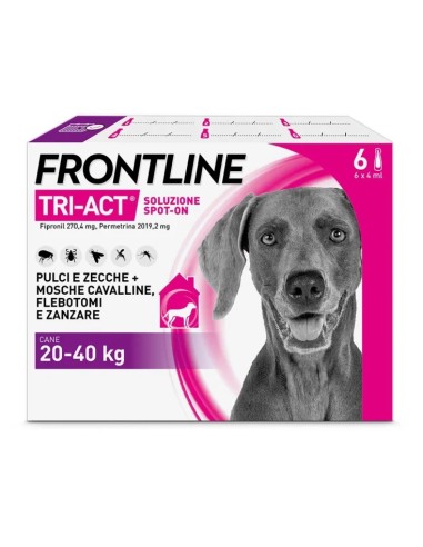 Frontline Tri‑Act Cani (20–40 Kg), 6 Pipette Antiparassitarie