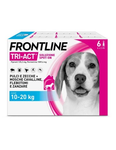 Frontline Tri‑Act Cani (10–20 Kg), 6 Pipette Antiparassitarie