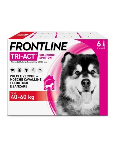 Frontline Tri-Act Cani (40-60Kg), 6 Pipette Antiparassitarie
