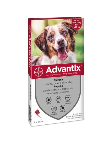 Advantix Spot-On 4 Pipette - Rosso 10 - 25 Kg