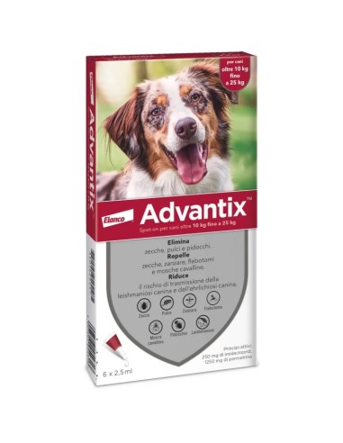 Advantix Spot On 6 Pipette - Rosso 10-25 Kg