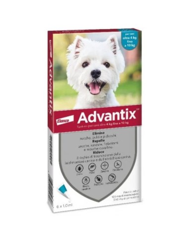 Advantix Spot On 6 Pipette - Azzurro 4-10 Kg