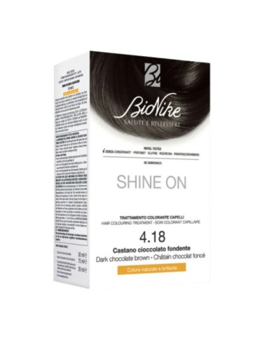 BIONIKE SHINE ON TRATTAMENTO COLORANTE CAPELLI CASTANO CIOCCOLATO FONDENTE 4,18