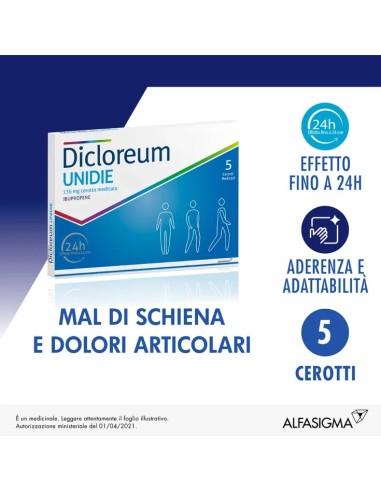 DICLOREUM UNIDIE 5 CEROTTI 136 MG EFFETTO 24 H
