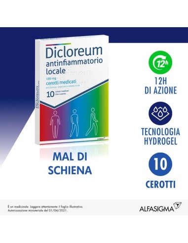 DICLOREUM ANTINFIAMMATORIO LOCALE 10 CEROTTI MEDICATI 180MG