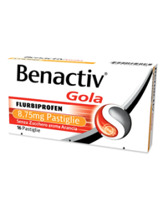 BENACTIV GOLA 16 PASTIGLIE MAL DI GOLA GUSTO ARANCIA S/Z