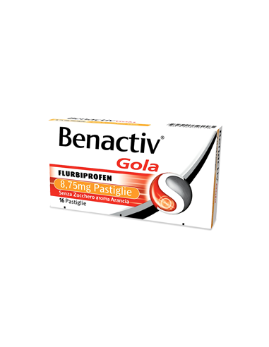 BENACTIV GOLA 16 PASTIGLIE MAL DI GOLA GUSTO ARANCIA S/Z