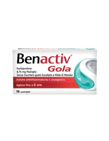 BENACTIV GOLA 16 PASTIGLIE MAL DI GOLA GUSTO MIELE DI MANUKA EUCALIPTOLO S/Z
