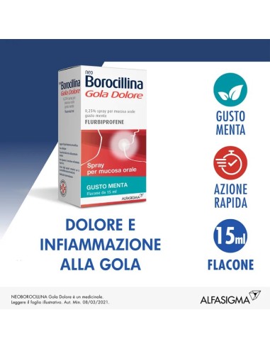 NEOBOROCILLINA GOLA DOLORE SPRAY GUSTO MENTA 15ml