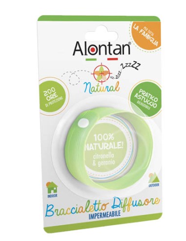 ALONTAN NATURAL BRACCIALETTO DIFFUSORE IMPERMEABILE 100% NATURALE CITRONELLA & GERANIO 2 PEZZI