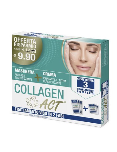 COLLAGEN ACT TRATTAMENTO VISO 2 FASI MASCHERA ANTI AGE ELASTICIZZANTE + CREMA IDRATANTE LENITIVA ELASTICIZZANTE
